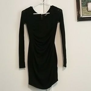 Express mesh sleeve black mini dress